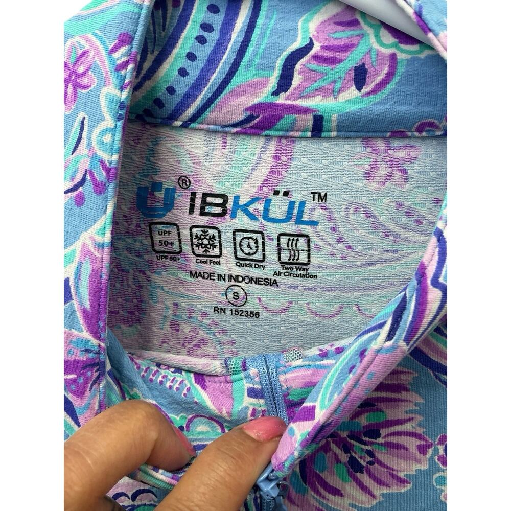 IBKUL Activewear Layering Top Floral Mesh Panels UPF 50+ Quick Dry Performance S - Picture 8 of 11